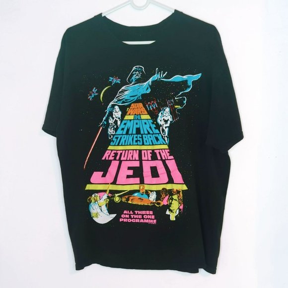 Vintage Large Star Wars Trilogy Triple Feature All 3 On The Same Program Black Y - Picture 1 of 7